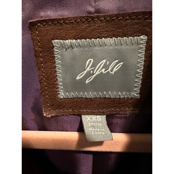 VTG J. Jill Chocolate Brown Leather Jacket Effortless Chic 90s Minimalist XXS - Picture 11 of 11